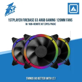 1STPLAYER FIREBASE G3 ARGB GAMING 120MM FANS W/ HUB REMOTE KIT (3PCS/PACK)