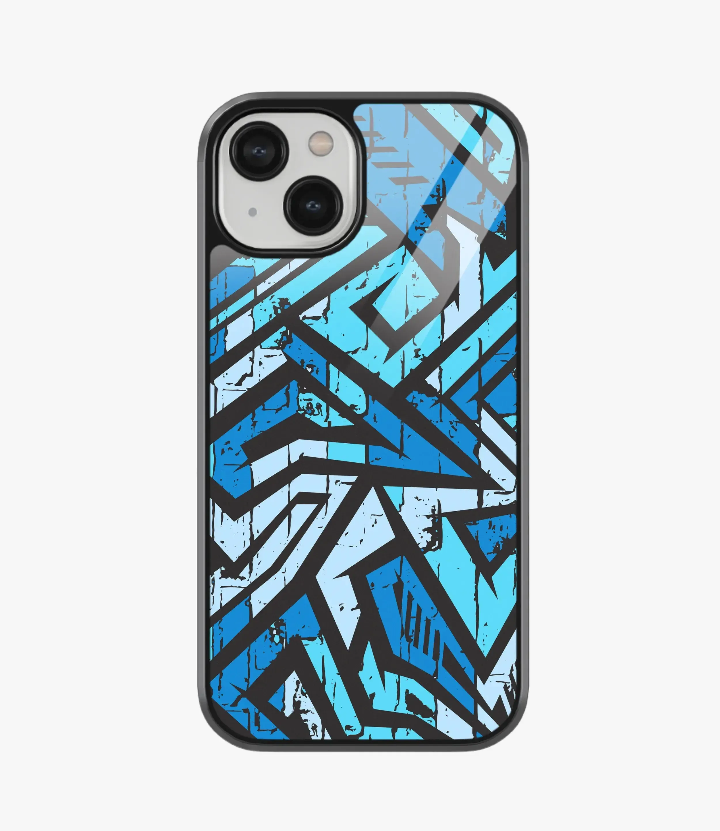 Abstract Blue Stripes Geometric Pattern Glass Case