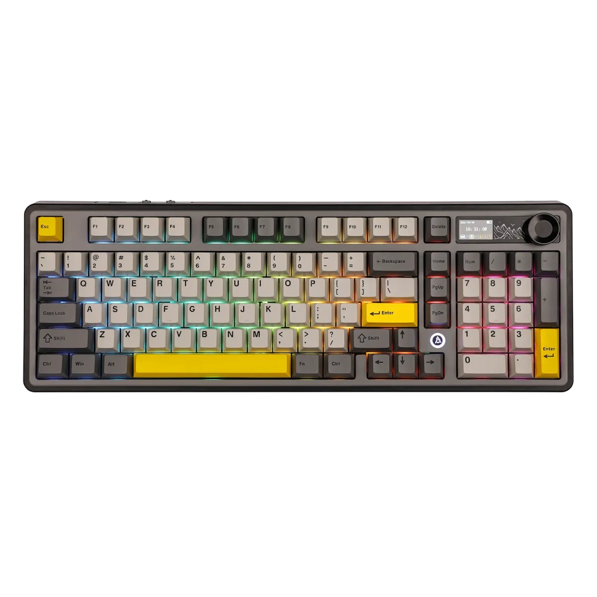 Ajazz AK980 Black-Gray-Yellow Mechanical keyboard With Screen RGB Wired&Wireless (Maillard switch)