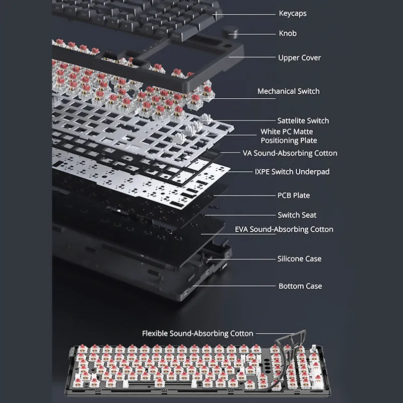 Ajazz AK992 Hot-swappable Gasket 3-Mode Mechanical Keyboard