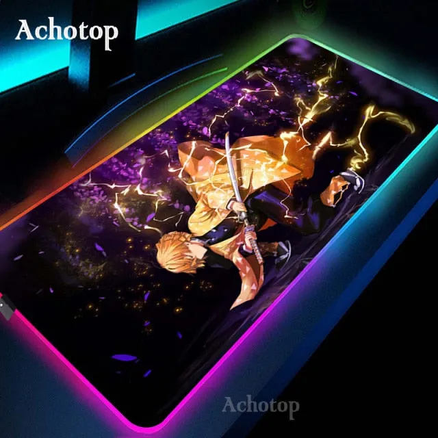 Anime Demon Slayer Mousepad Gaming Mouse Pad RGB LED omputer Desk Pad