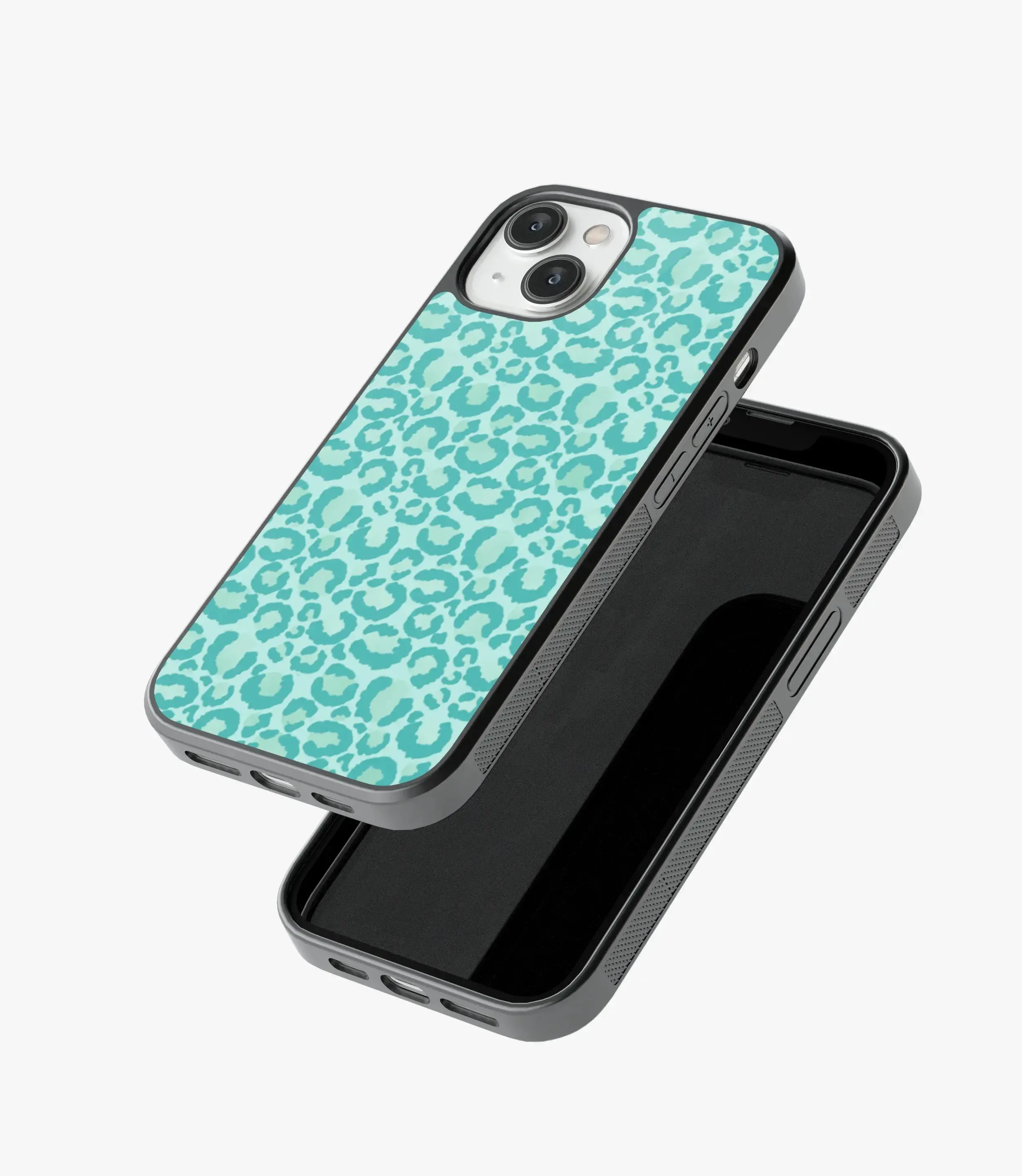 Aqua Leopard Print Glass Case