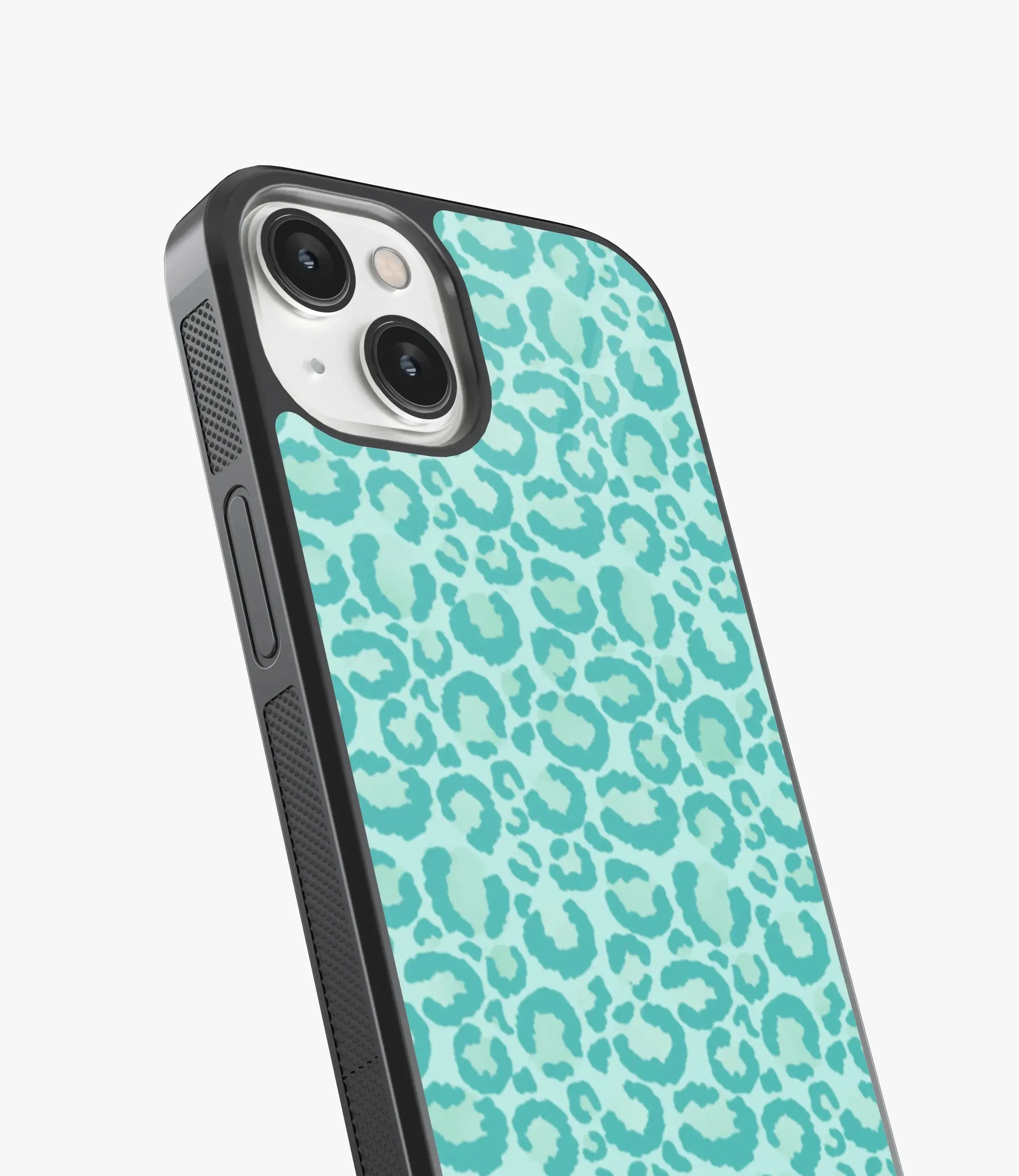 Aqua Leopard Print Glass Case