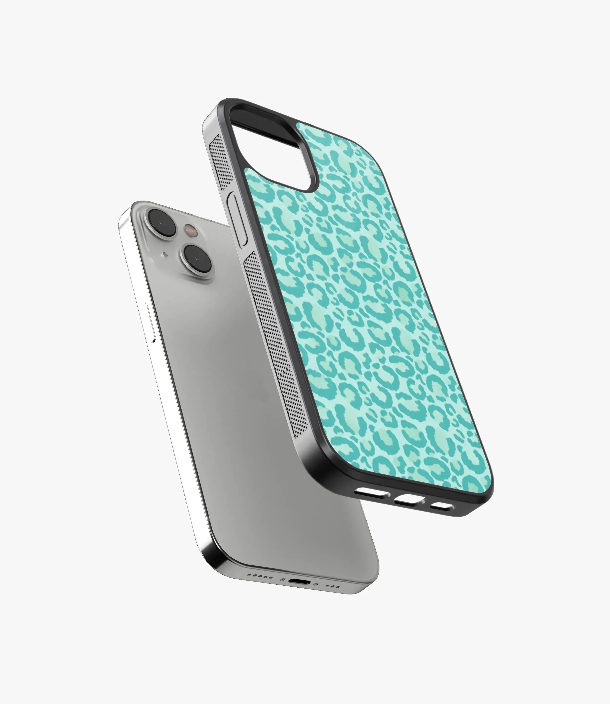 Aqua Leopard Print Glass Case