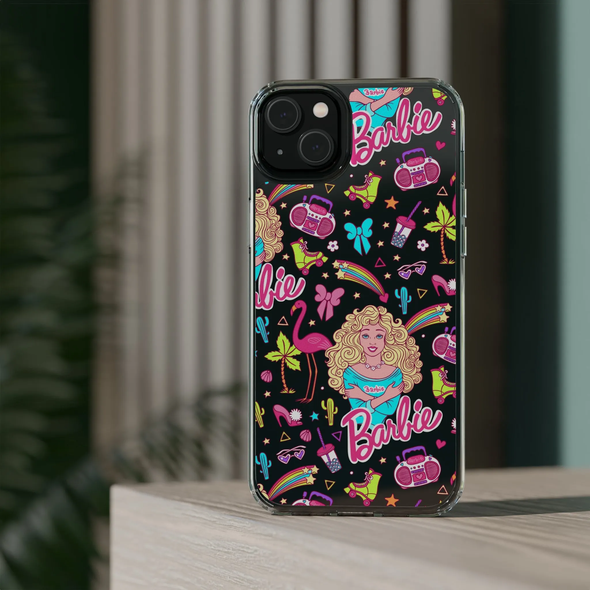 Barbie Malibu Clear Phone Case! Disney Inspired Hand drawn Unique Retro Doll Gift Pink