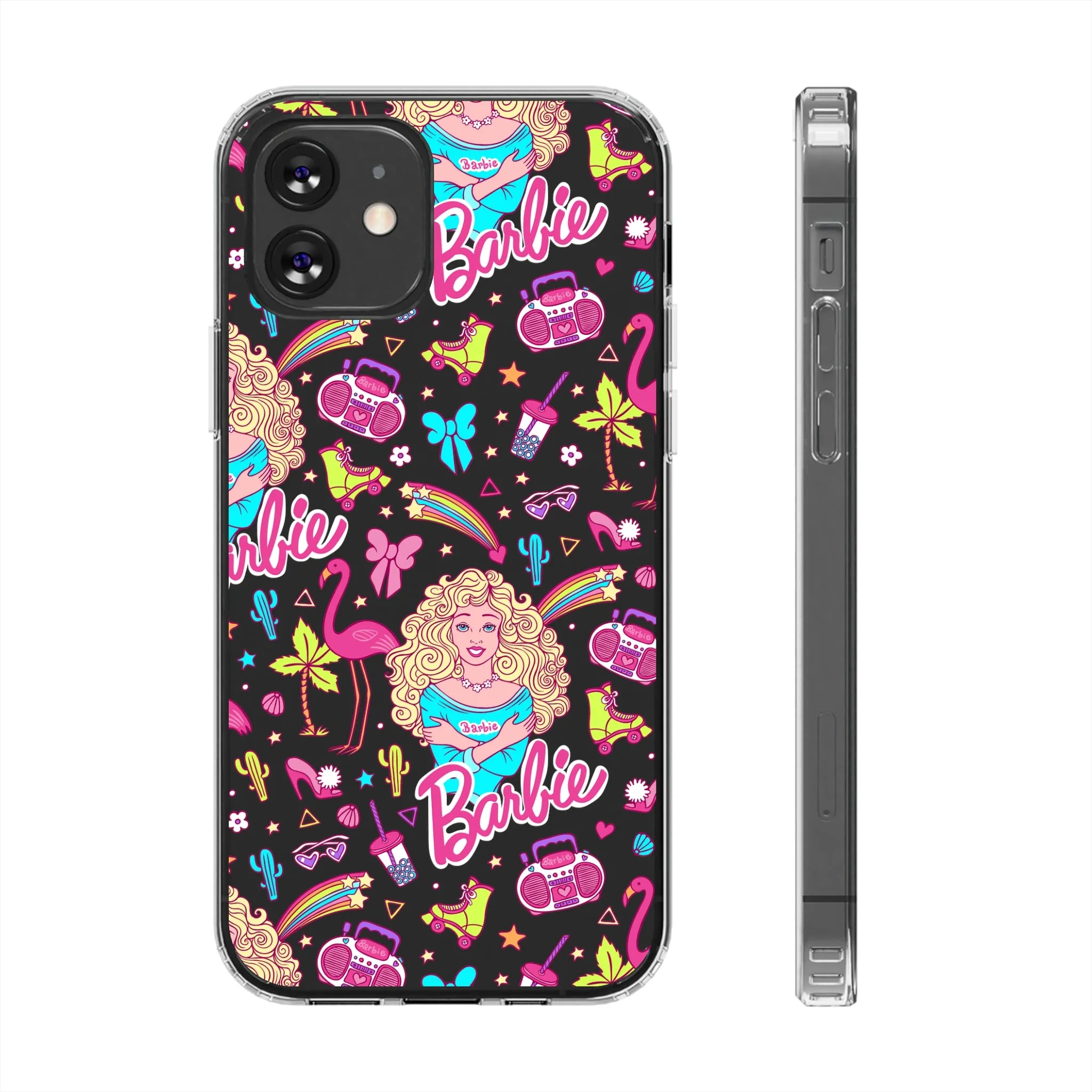 Barbie Malibu Clear Phone Case! Disney Inspired Hand drawn Unique Retro Doll Gift Pink