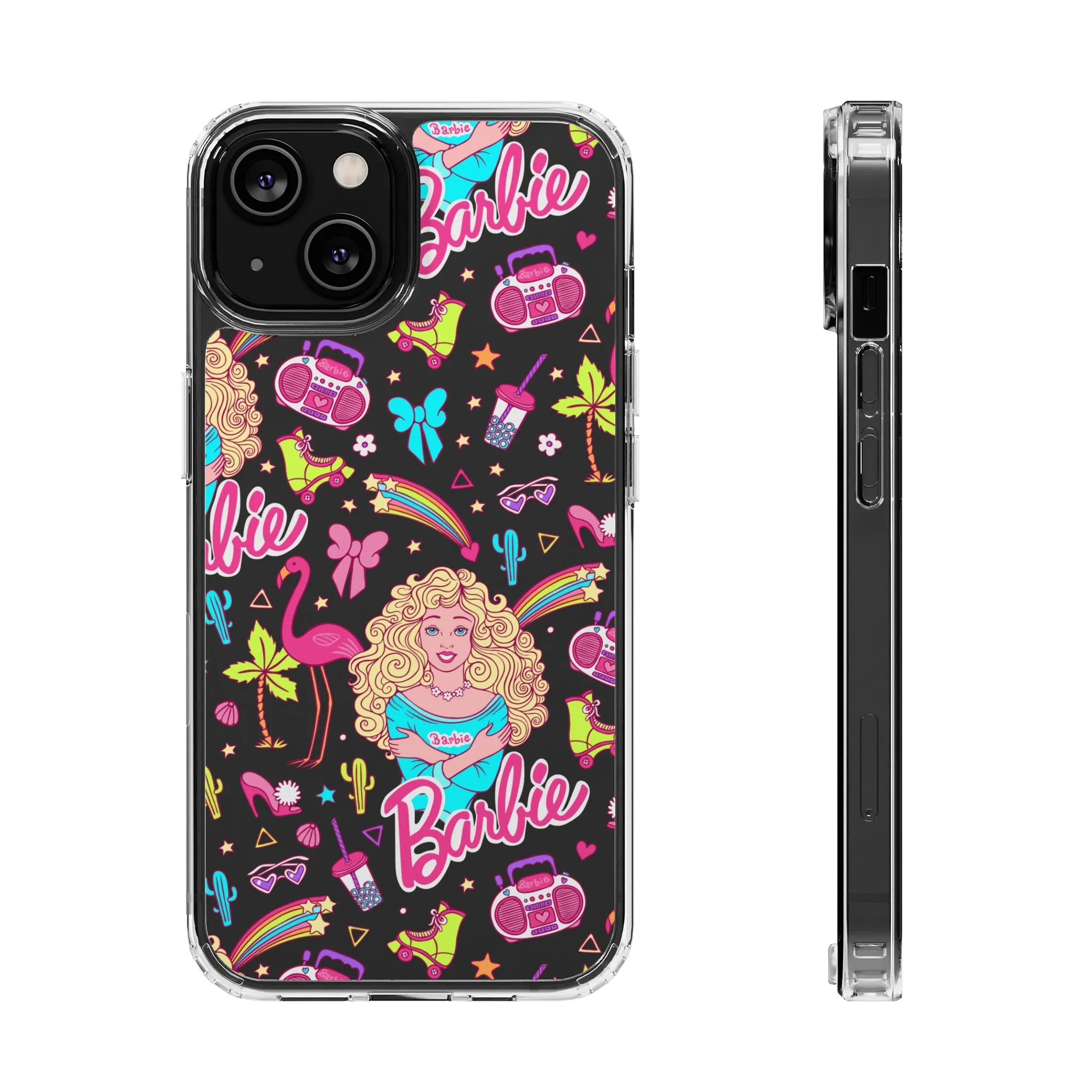 Barbie Malibu Clear Phone Case! Disney Inspired Hand drawn Unique Retro Doll Gift Pink