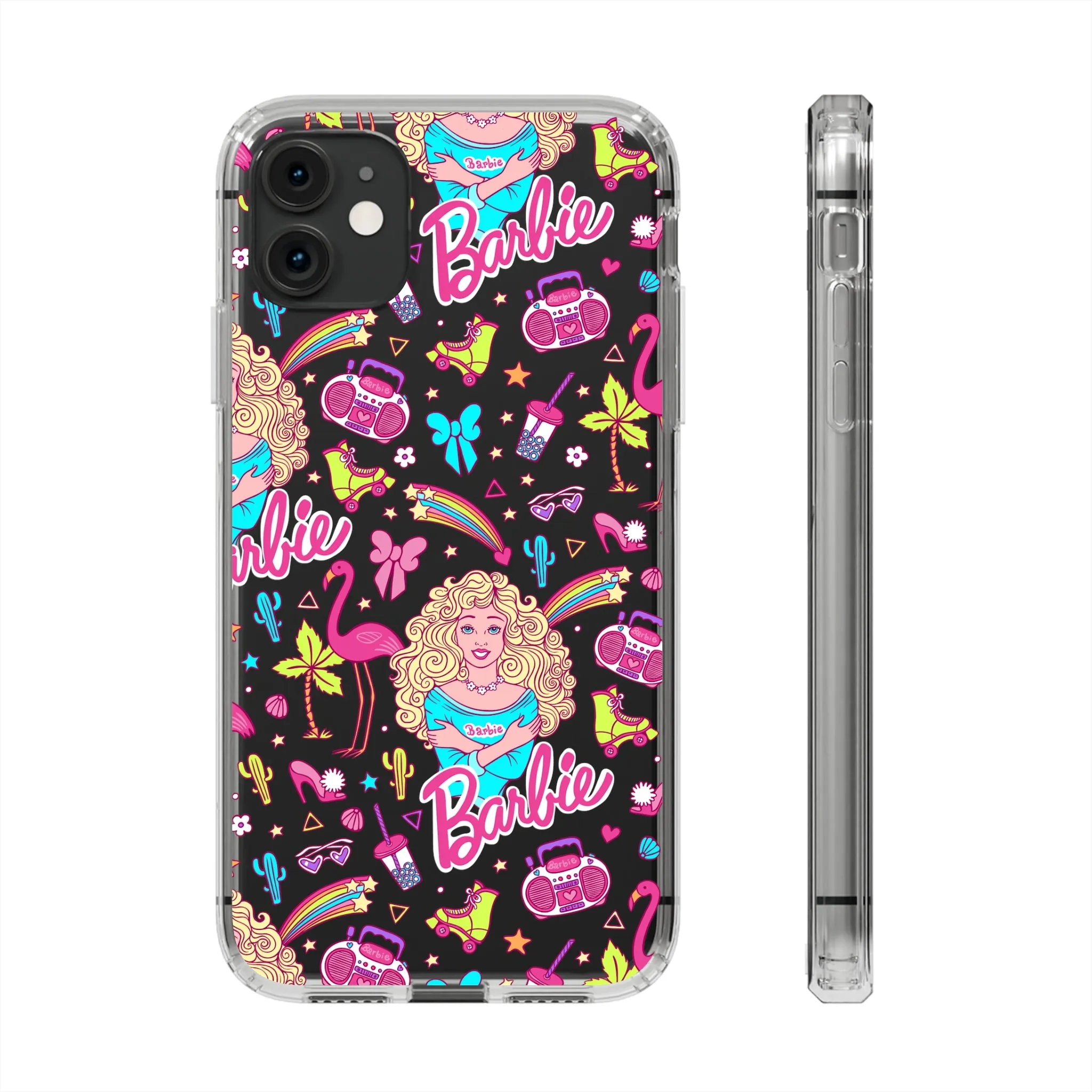 Barbie Malibu Clear Phone Case! Disney Inspired Hand drawn Unique Retro Doll Gift Pink