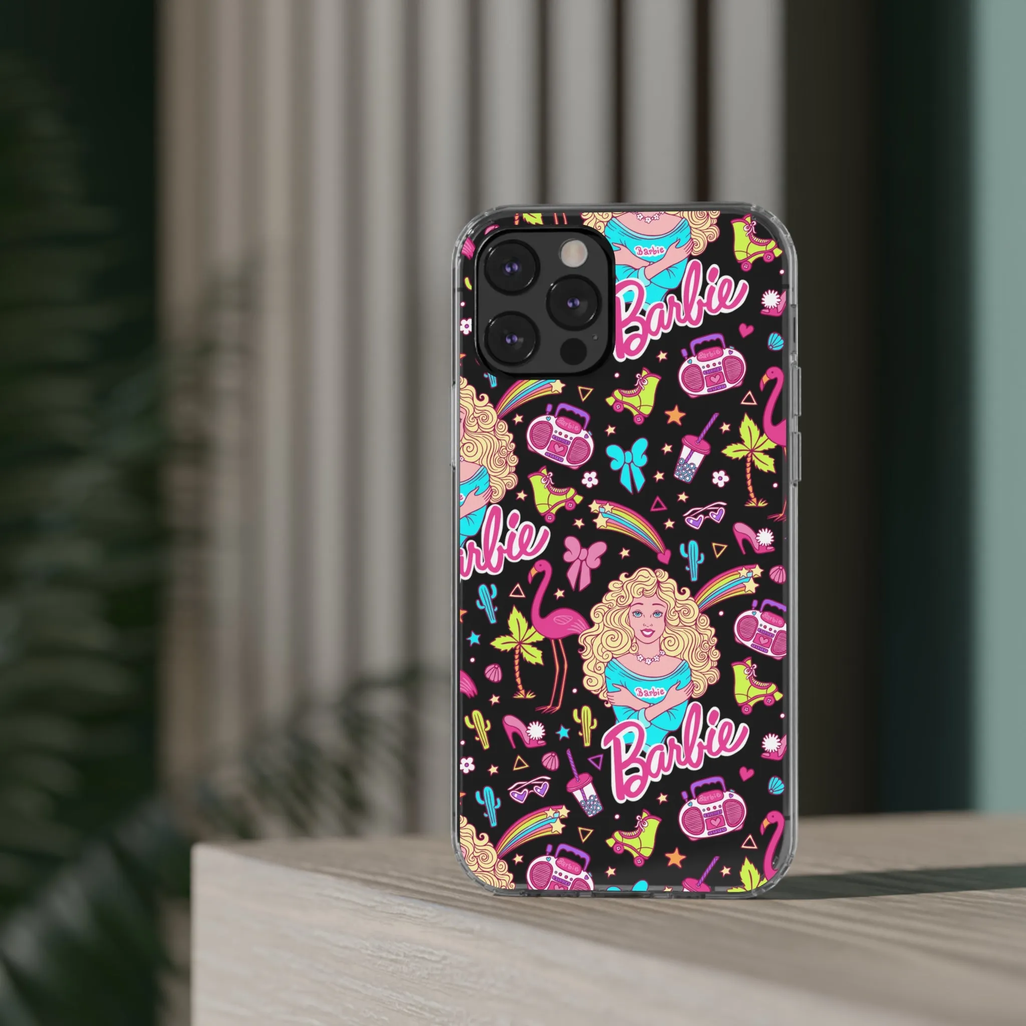 Barbie Malibu Clear Phone Case! Disney Inspired Hand drawn Unique Retro Doll Gift Pink