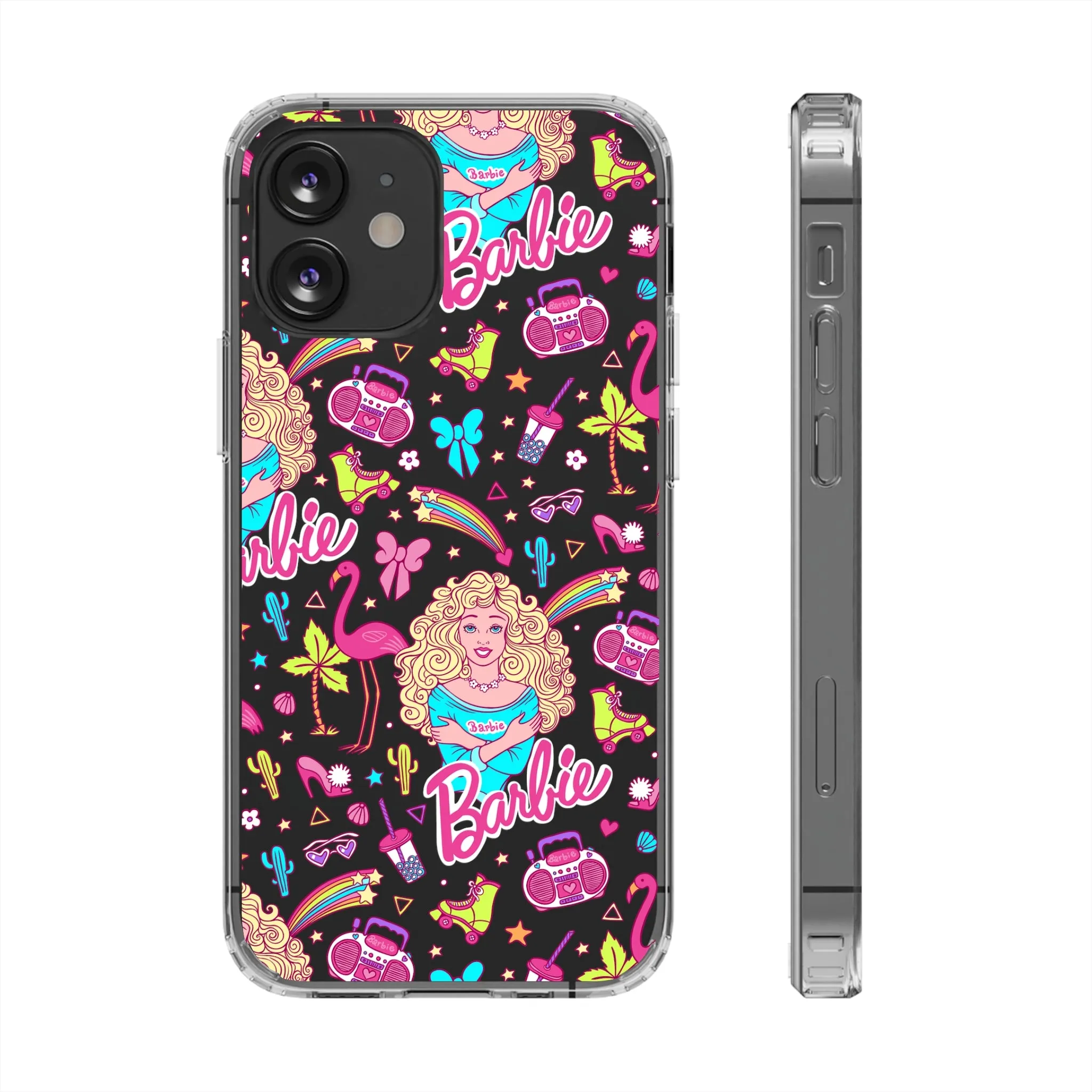 Barbie Malibu Clear Phone Case! Disney Inspired Hand drawn Unique Retro Doll Gift Pink