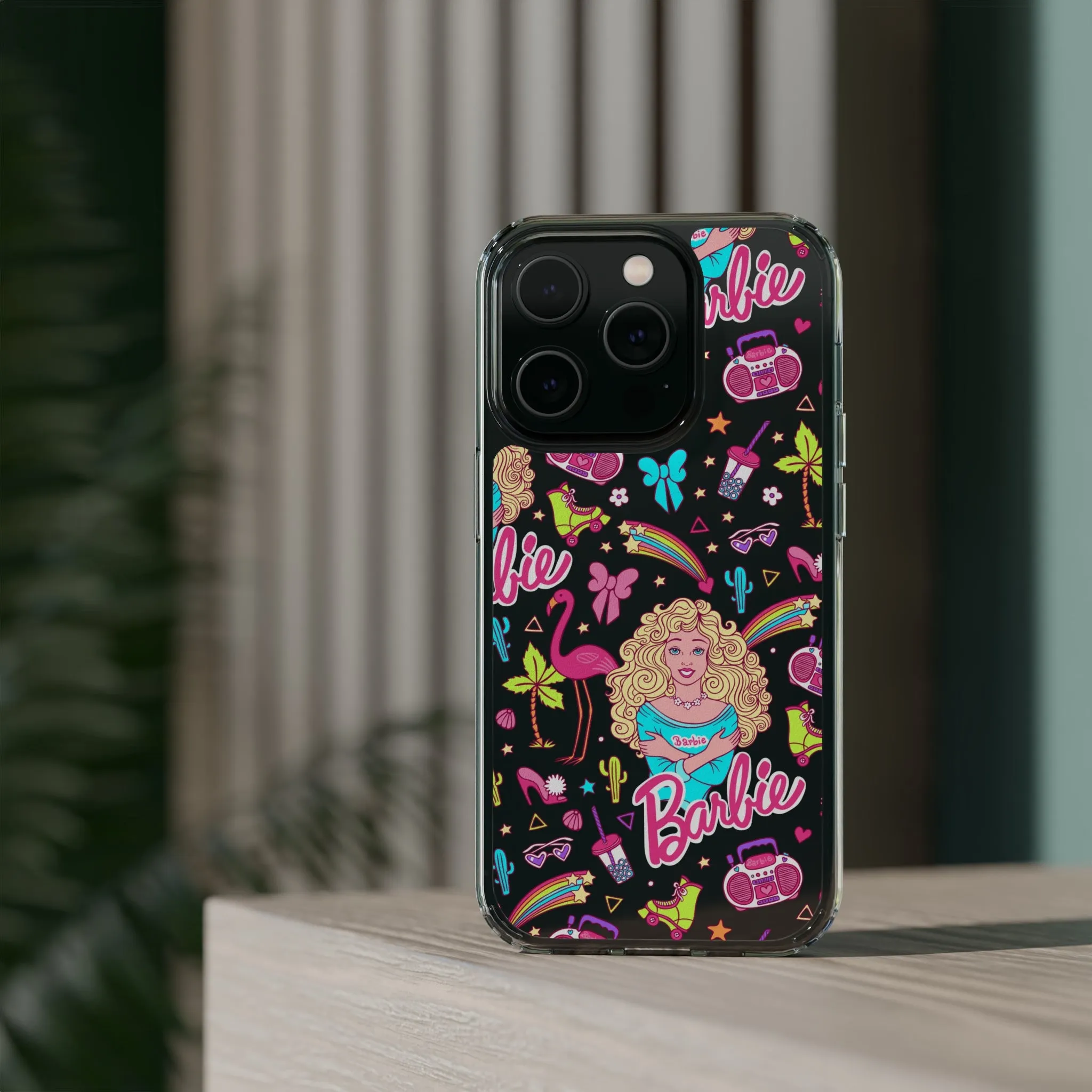 Barbie Malibu Clear Phone Case! Disney Inspired Hand drawn Unique Retro Doll Gift Pink