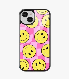 Checkered Smiley Glass Case