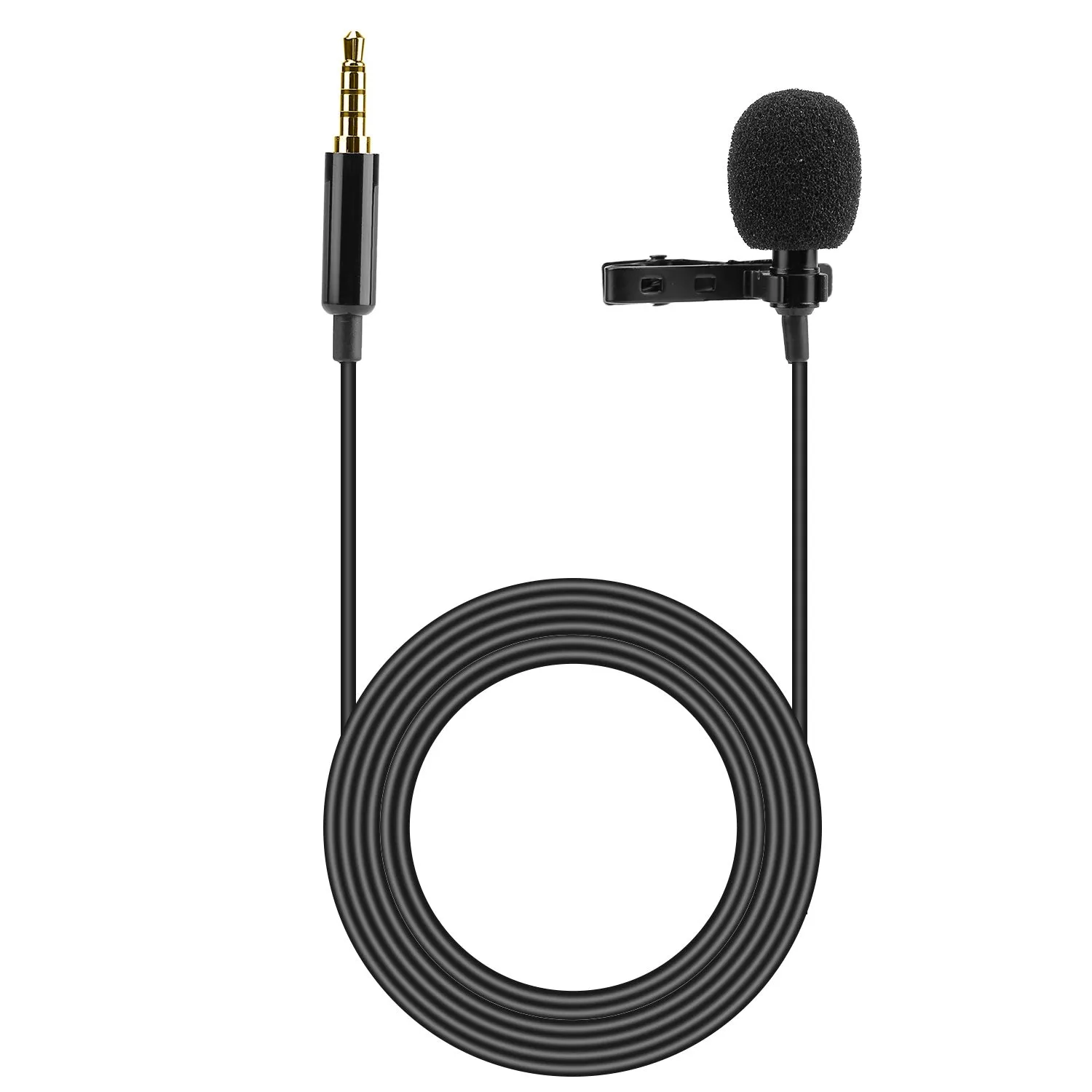 Clip On Microphone Hands Free Lavalier Lapel Mic Omnidirectional Microphone w/ 3.5mm Jack For Camera Smartphone Computer- Electronics