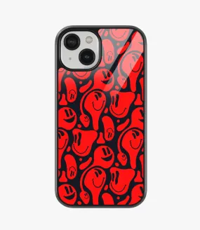 Distorted Red Emoticons Glass Case