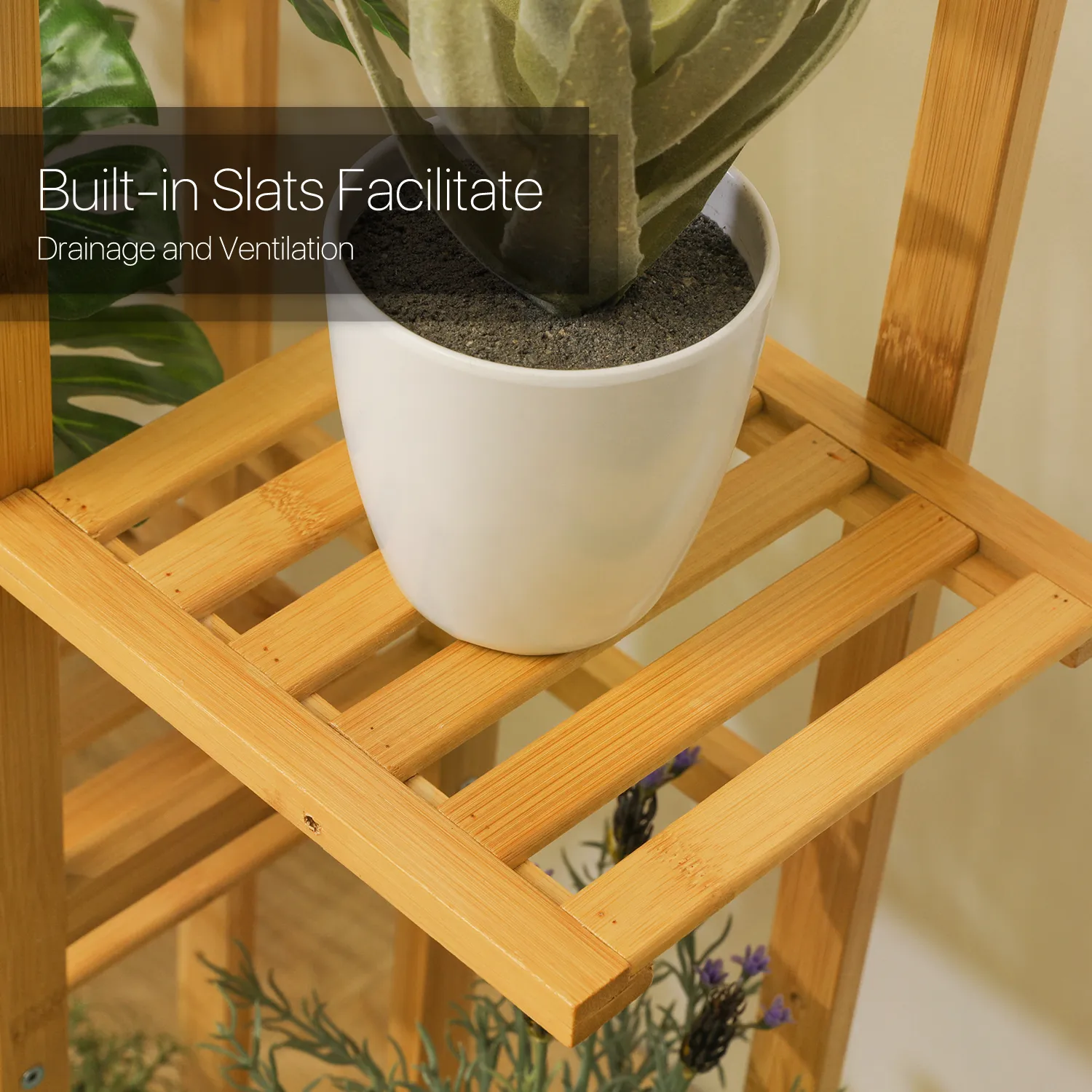 Flower Plant Stand Display Shelf - 14 Potted Plant Holder - Natural