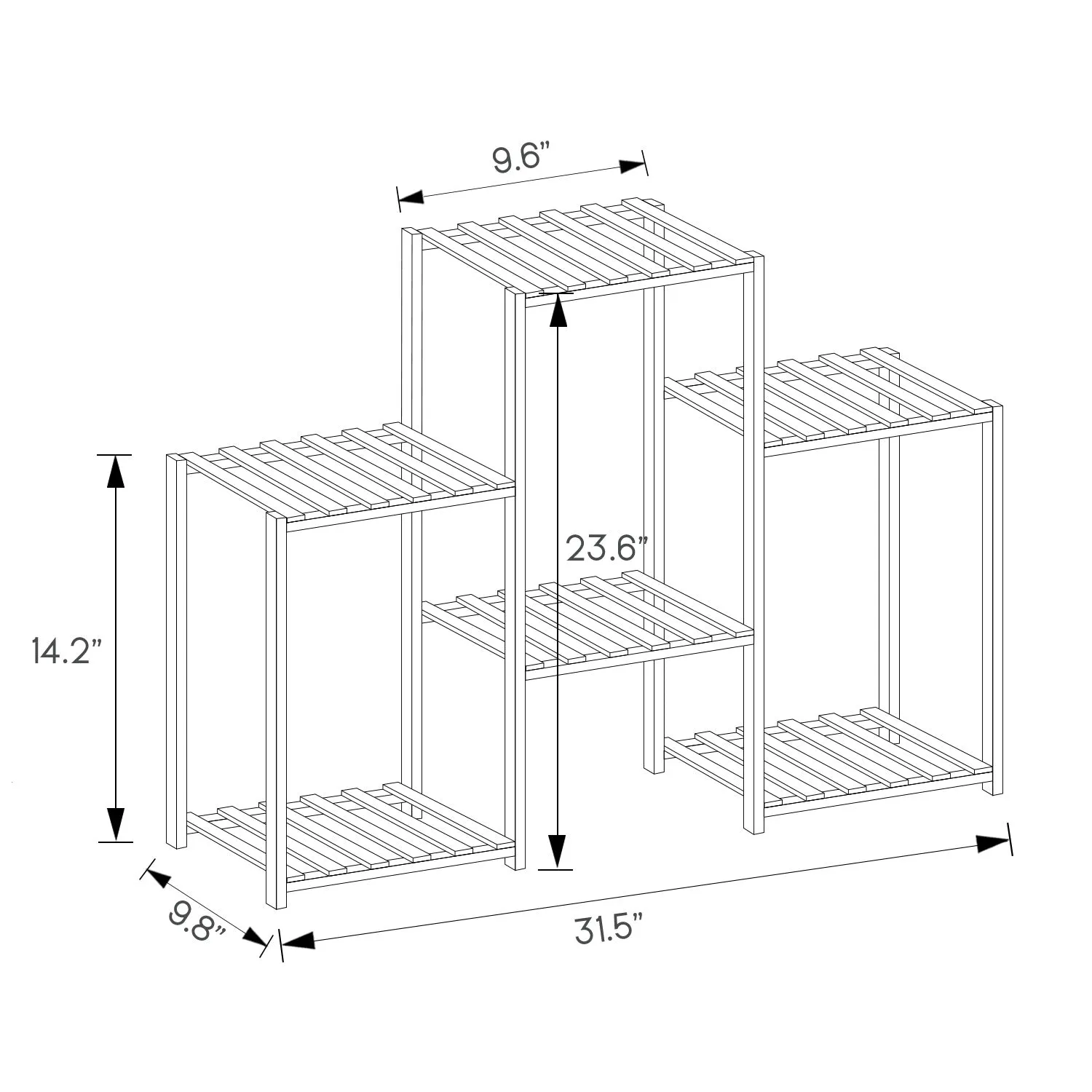 Flower Plant Stand Display Shelf - 6 Potted Plant Holder - Natural