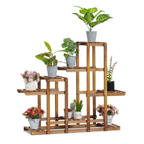 Flower Plant Stand Display Shelf - 8 Potted Plant Holder - Carbonized