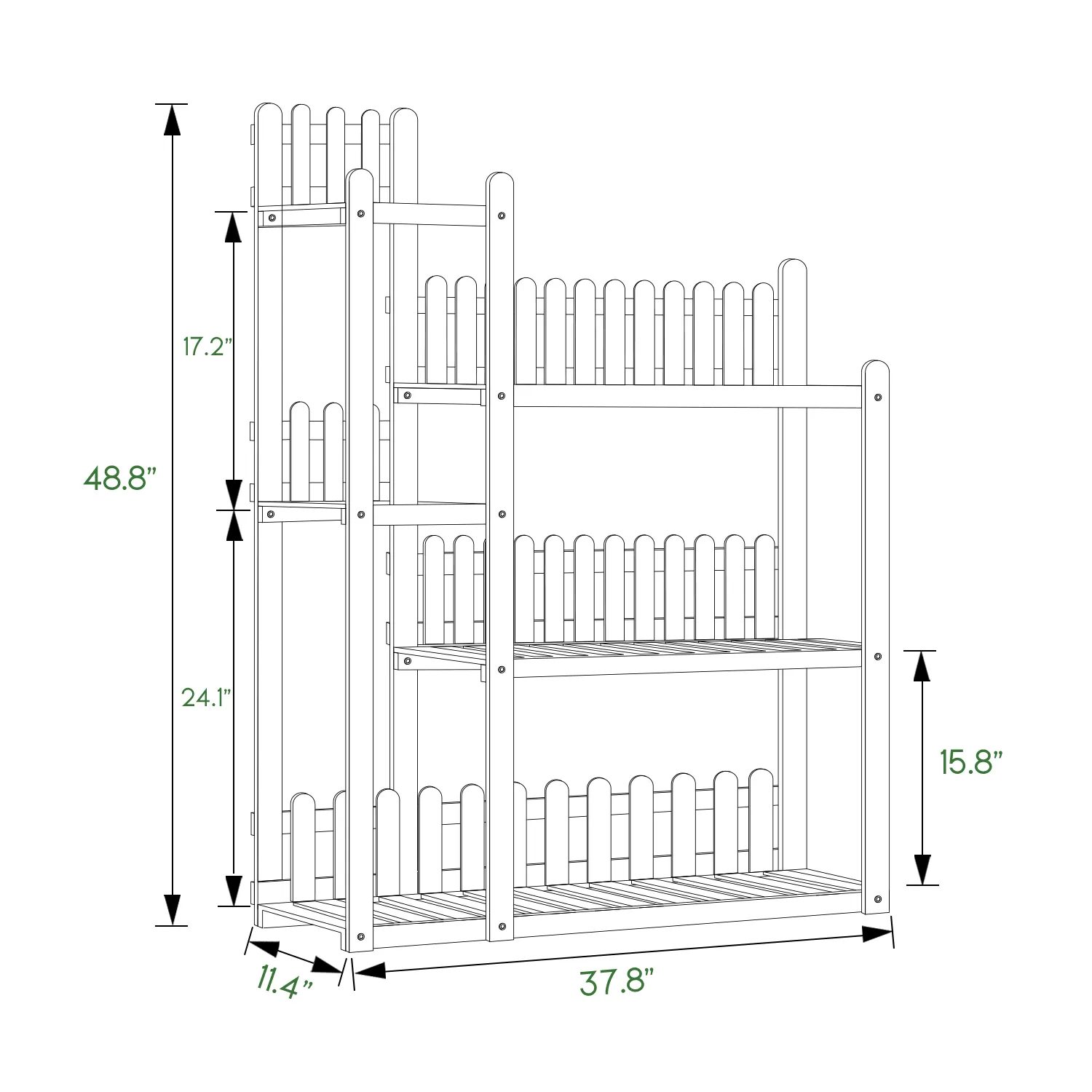 Flower Plant Stand Display Shelf - 9 Potted Plant Holder - with Fence - Carbonized