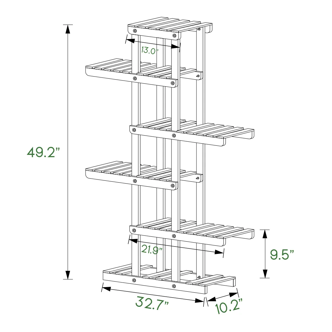 Flower Plant Stand Display Shelf - Zip-Zag Layer - 6 Tier - Carbonized