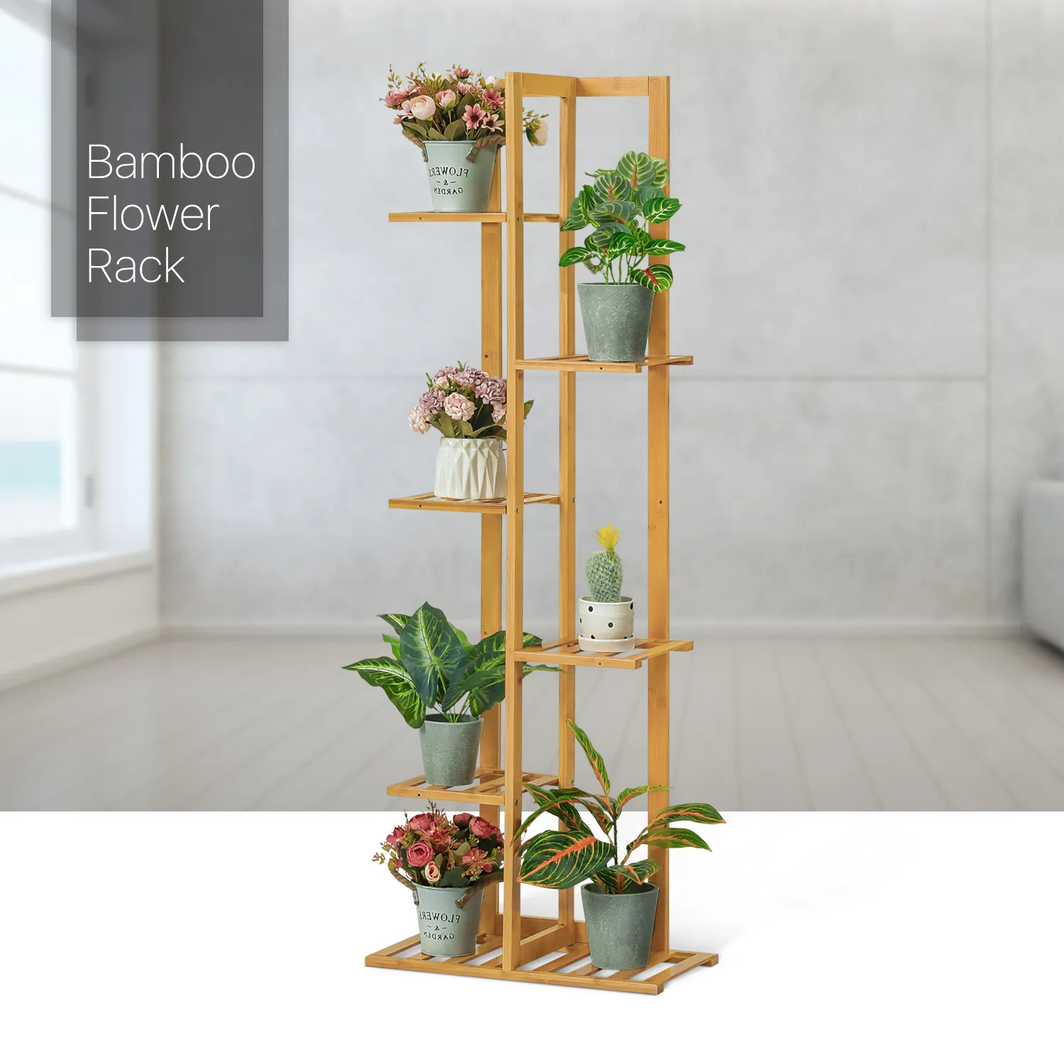 Freestanding Flower Display Rack - 18" - Natural