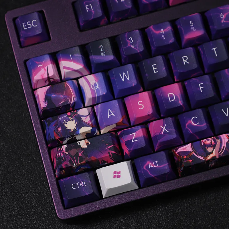 Genshin Impact 108 Key Caps - Royal Sister Purple Keycaps - PBT Keycap - For 61/87/104/108 Key Keyboard