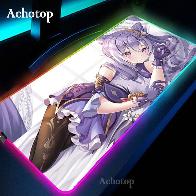 Genshin Impact Sexy RGB Mousepad for Gaming | Sexy Girl Mousepad RGB |  Large Kawaii Cute Mouse Mat for Gamers.