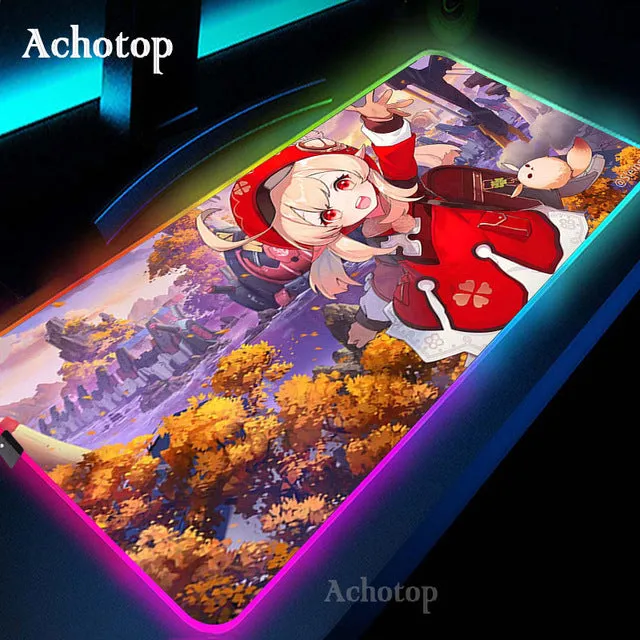 Genshin Impact Sexy RGB Mousepad for Gaming | Sexy Girl Mousepad RGB |  Large Kawaii Cute Mouse Mat for Gamers.