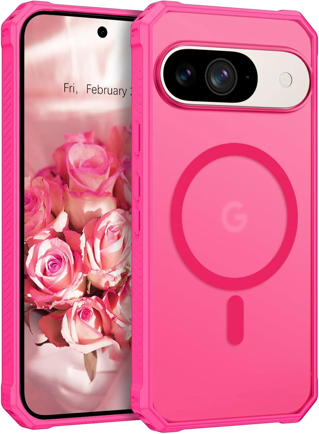 Google Pixel 9 Pro Case Pixel 9/9 Pro Magnetic Phone Case Protective Cover Hot Pink