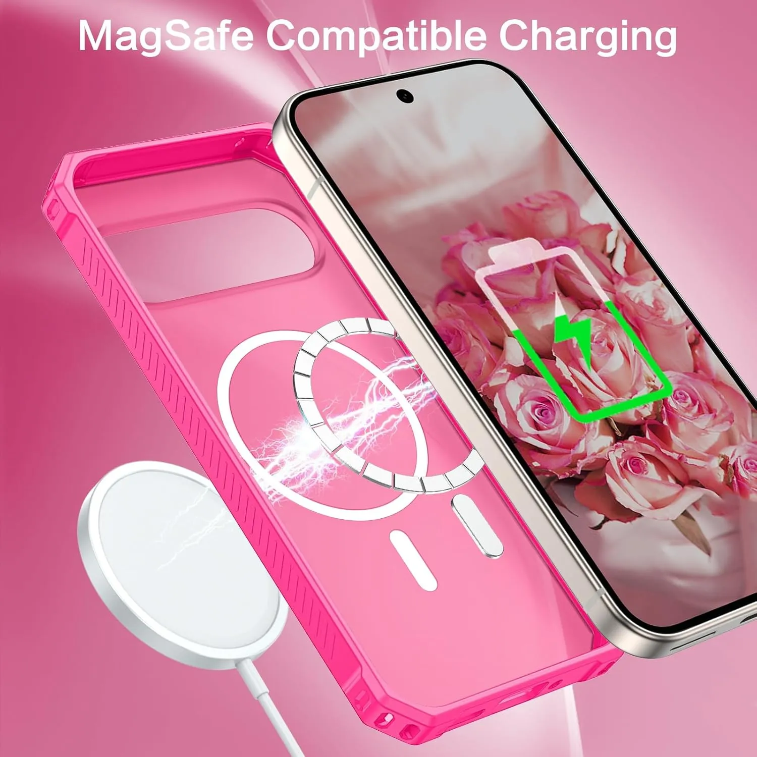 Google Pixel 9 Pro Case Pixel 9/9 Pro Magnetic Phone Case Protective Cover Hot Pink