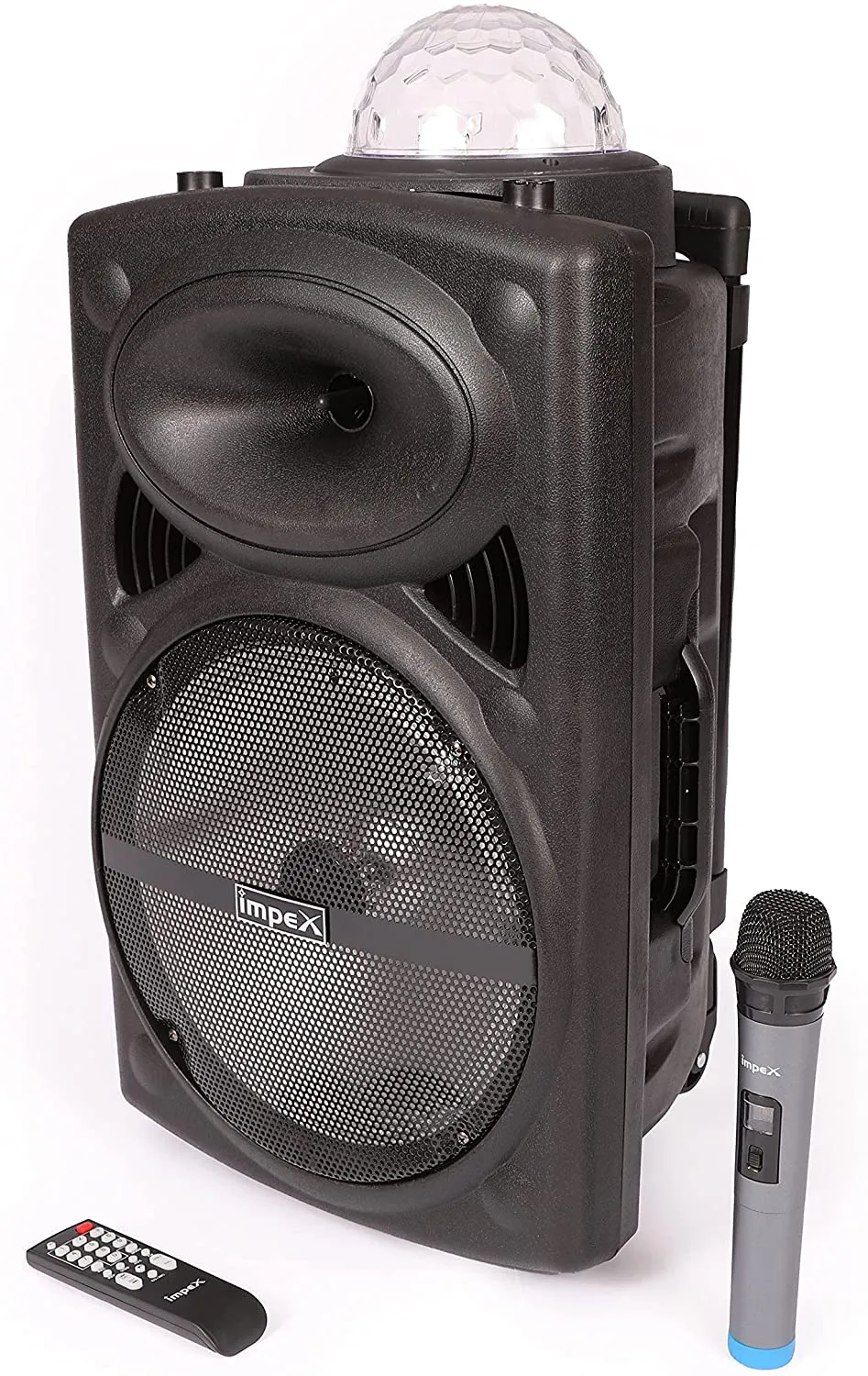 Impex TS 81 50W Multimedia Portable Trolley Speaker with 12"Speaker Mic LED Light USD/TF/AUX/FM Radio/Bluetooth Support