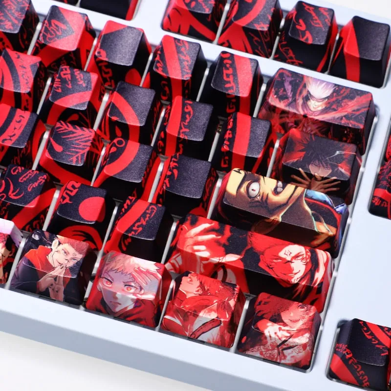 Jujutsu kaisen keycaps - Mechanical Keyboard Five Sides Dye Subbed PBT Keycap -  Japanese anime 108 Key Cherry Profile Gamer Key caps