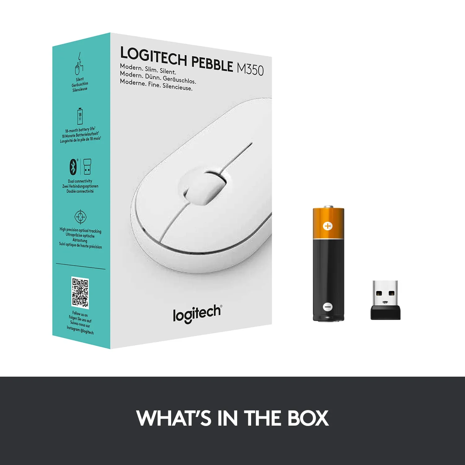 Logitech M350 Pebble Bluetooth Wireless Mouse - Silent