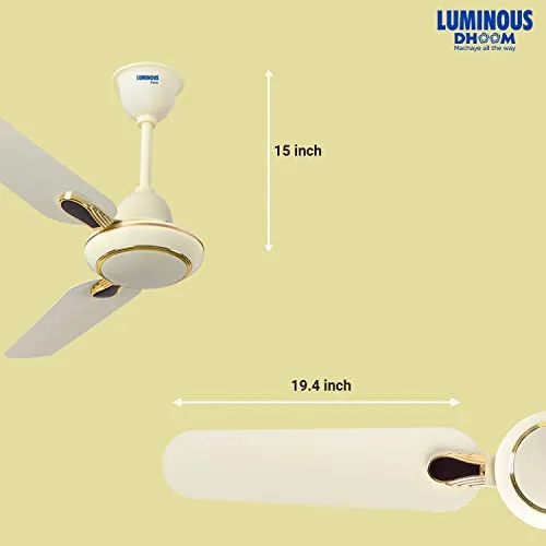 Luminous Dhoom 1200MM Star-rated BEE Certified Energy Efficient 52-Watt High Speed Ceiling Fan (Ivory)