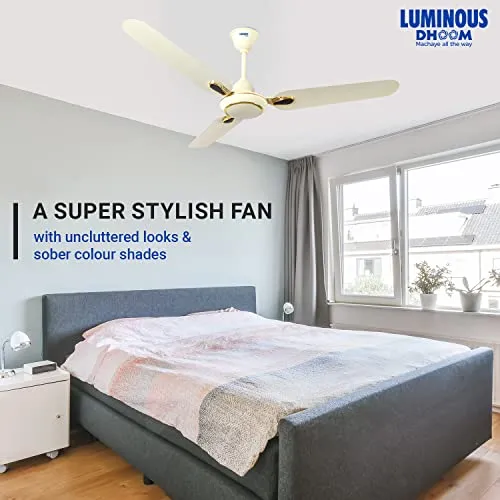 Luminous Dhoom 1200MM Star-rated BEE Certified Energy Efficient 52-Watt High Speed Ceiling Fan (Ivory)