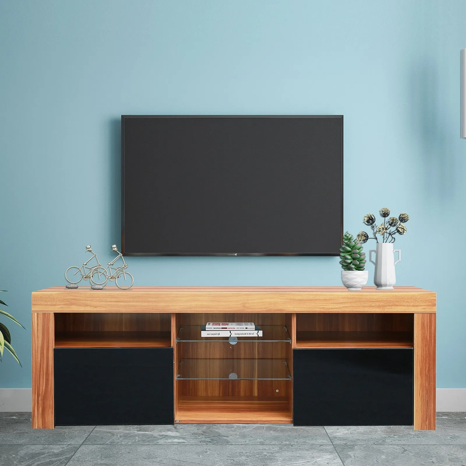 Matte & Gloss TV Cabinet with 16 Color LEDs