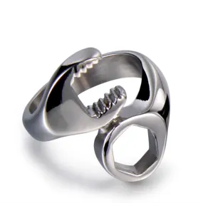 Men's Vintage-Inspired Titanium Steel Ring - Creative Wrench Design in Retro Stainless Steel