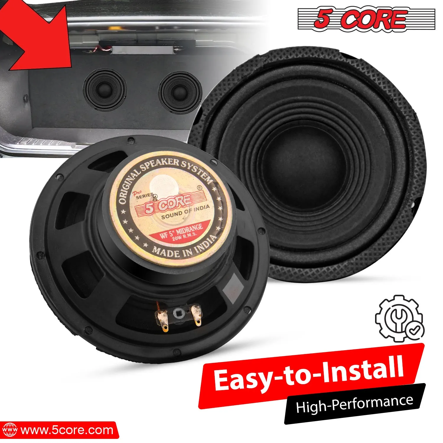 Mid Range Speaker System for Car Black Pro Series 200W Speakers