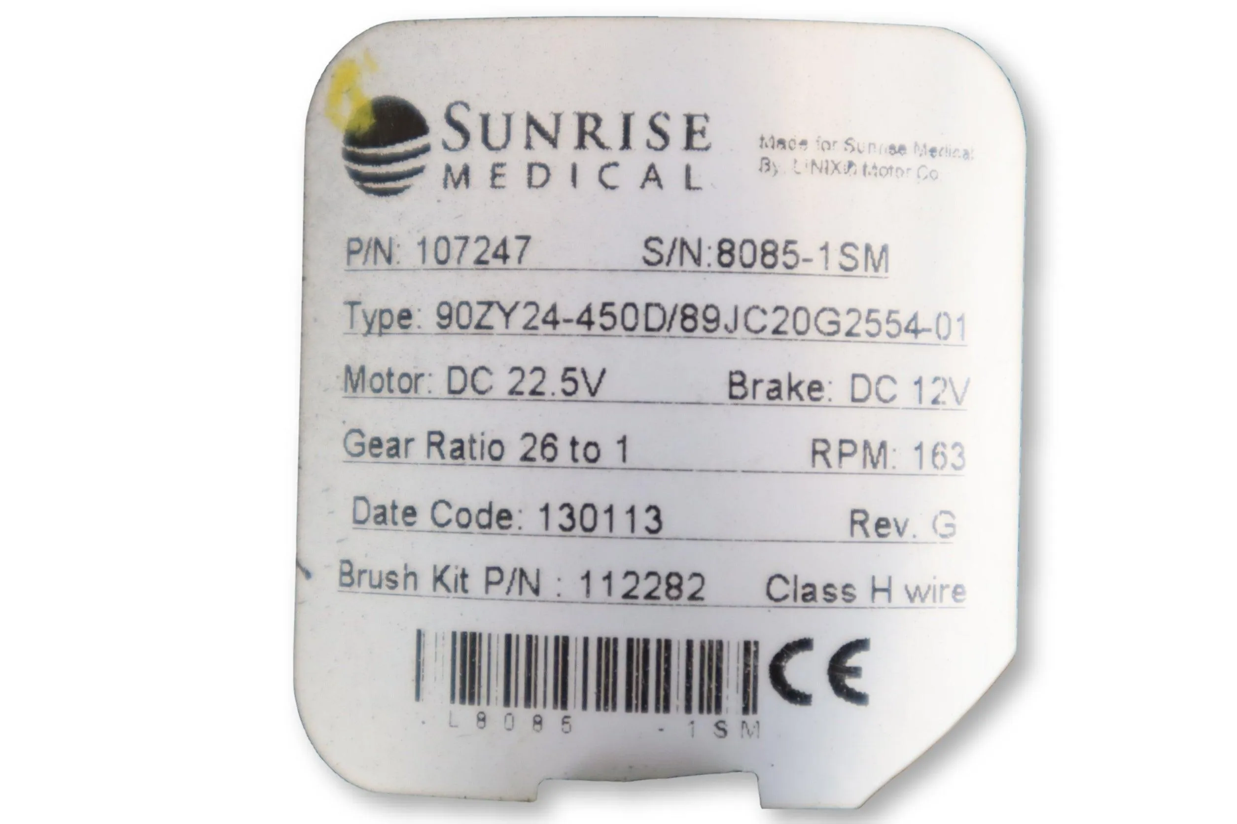 Motor & Gearbox For Sunrise Medical Quickie Pulse 6, QM-710, S-636 Power Chairs | 107247 | 107248