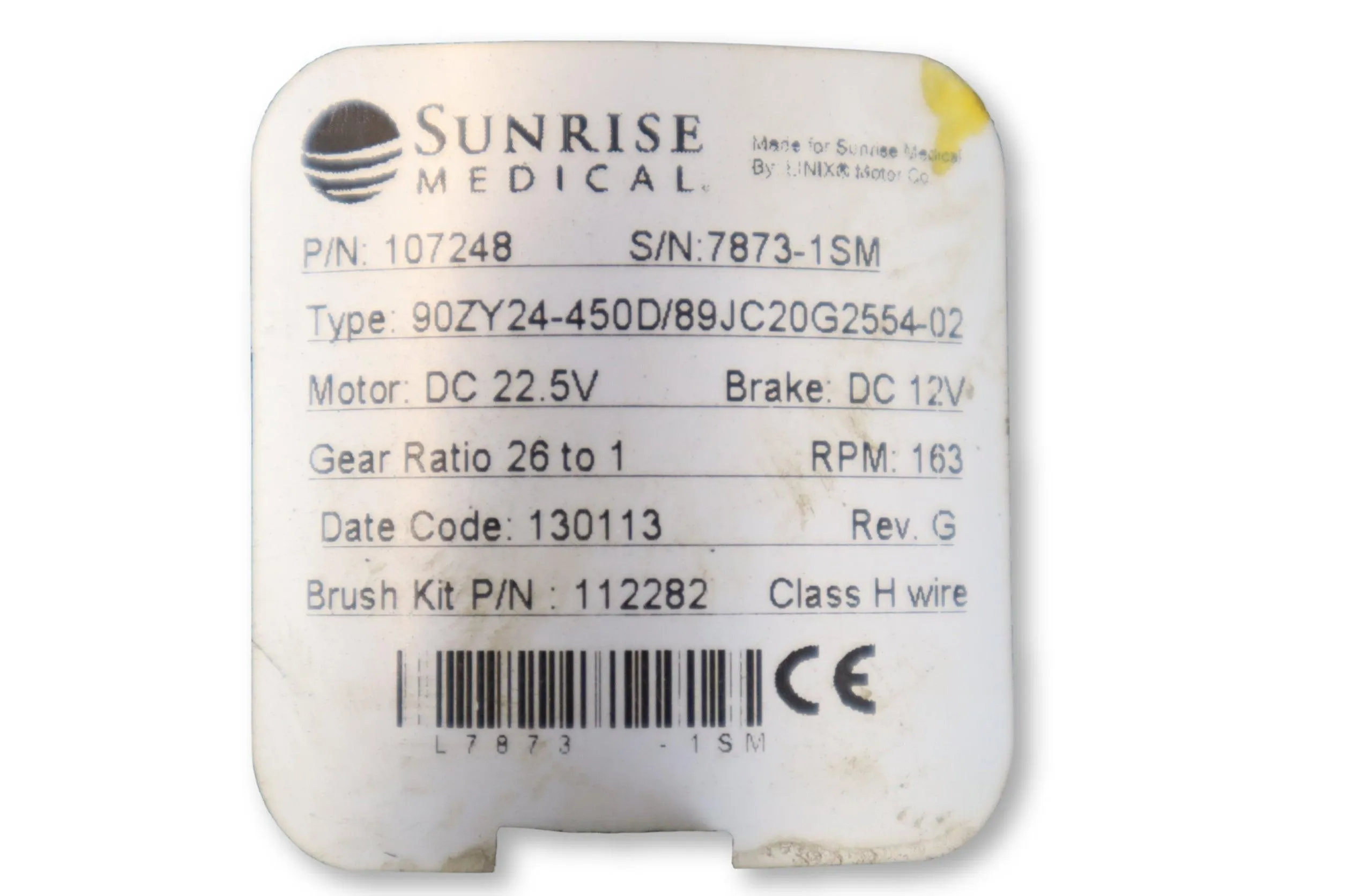 Motor & Gearbox For Sunrise Medical Quickie Pulse 6, QM-710, S-636 Power Chairs | 107247 | 107248