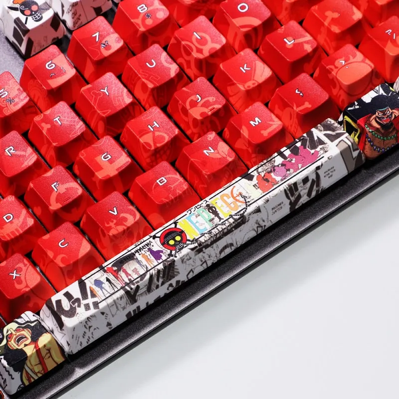 One Piece anime keycaps - 1 Set PBT 5 Sides Dye Sublimation Keycaps - Two Dimensional Key Caps For One Piece Luffy - Cherry Profile