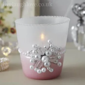 Opulent Collection - Pearl Cluster Wax Filled Votive - Pink