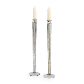 Pair of Glass Knitting Candlesticks