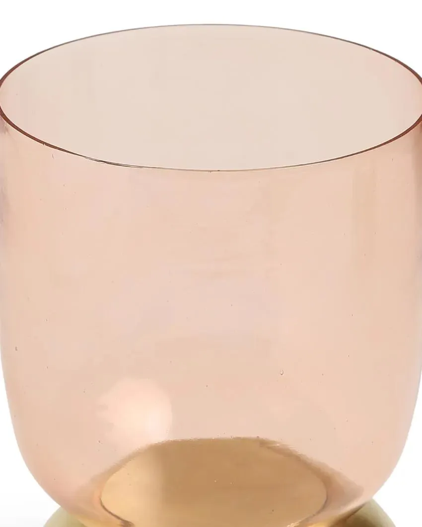 Peach and Gold Glass Candle Holder | Single