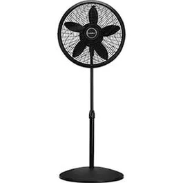 Pedestal Fan, Adjustable, Black, 18-In.