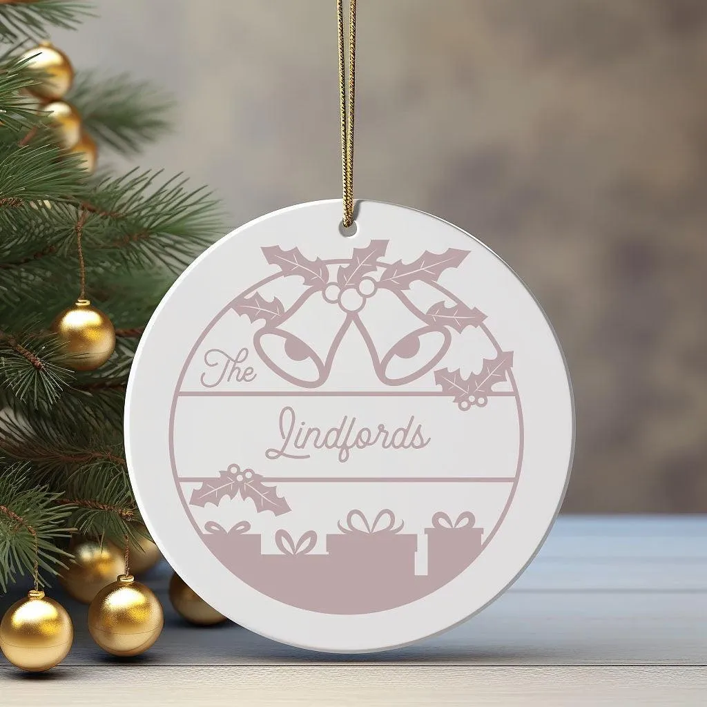 Personalized Bells and Presents Christmas Ornament