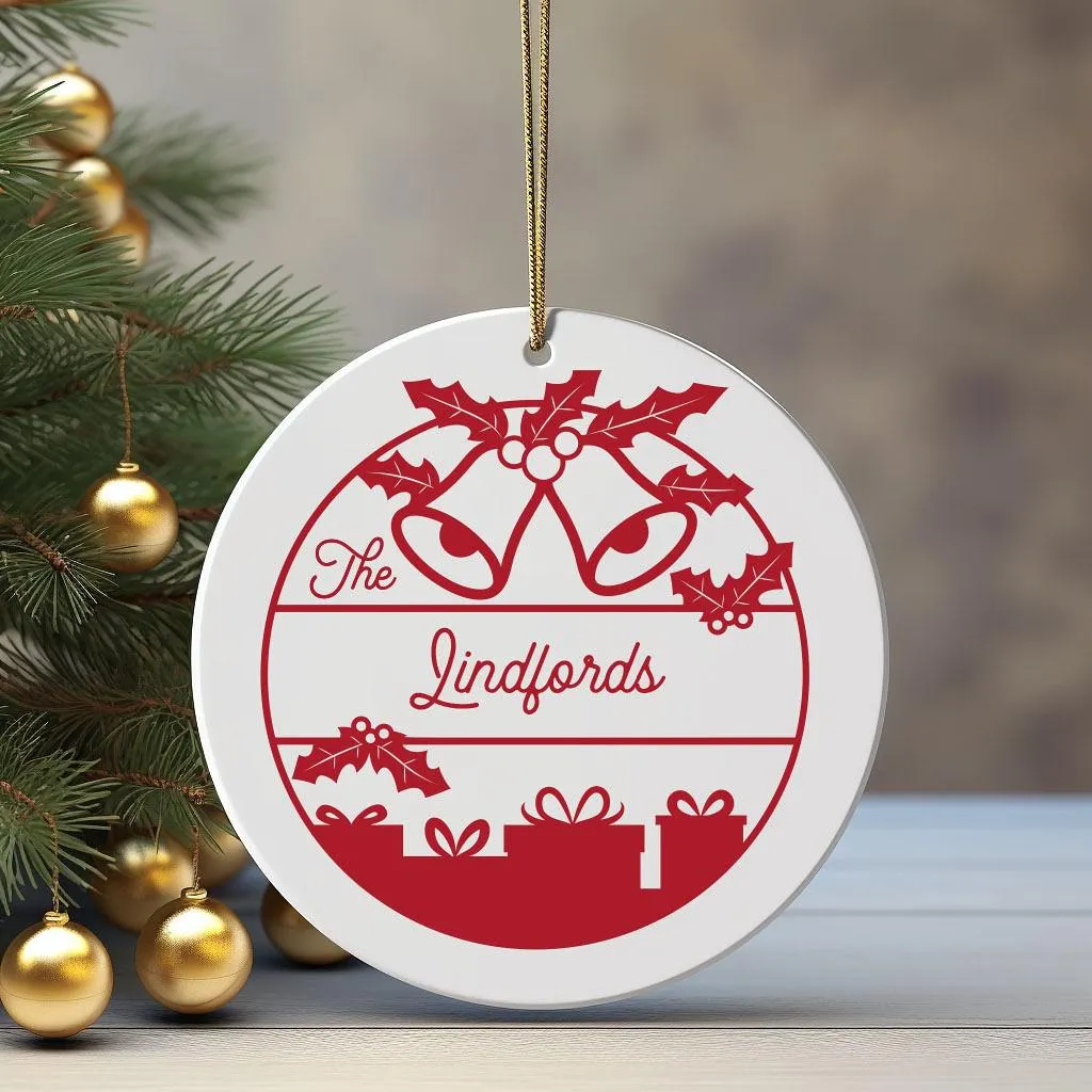 Personalized Bells and Presents Christmas Ornament