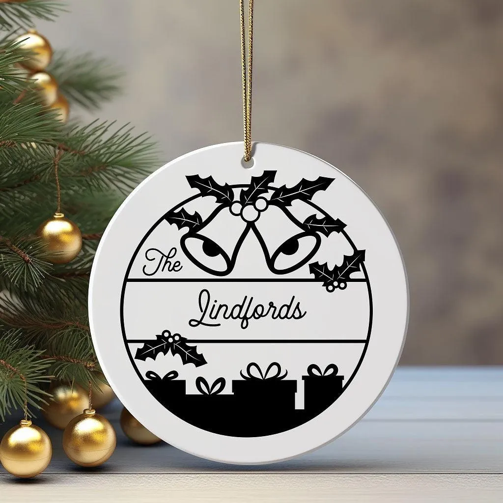 Personalized Bells and Presents Christmas Ornament