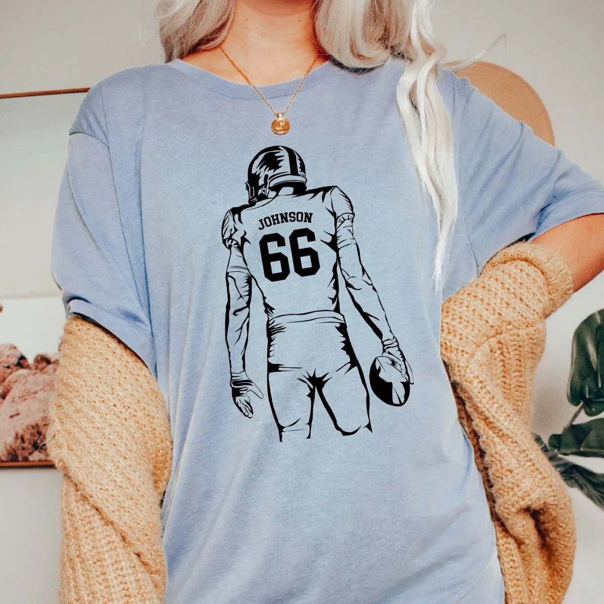 Personalized Football Player Graphic Tee