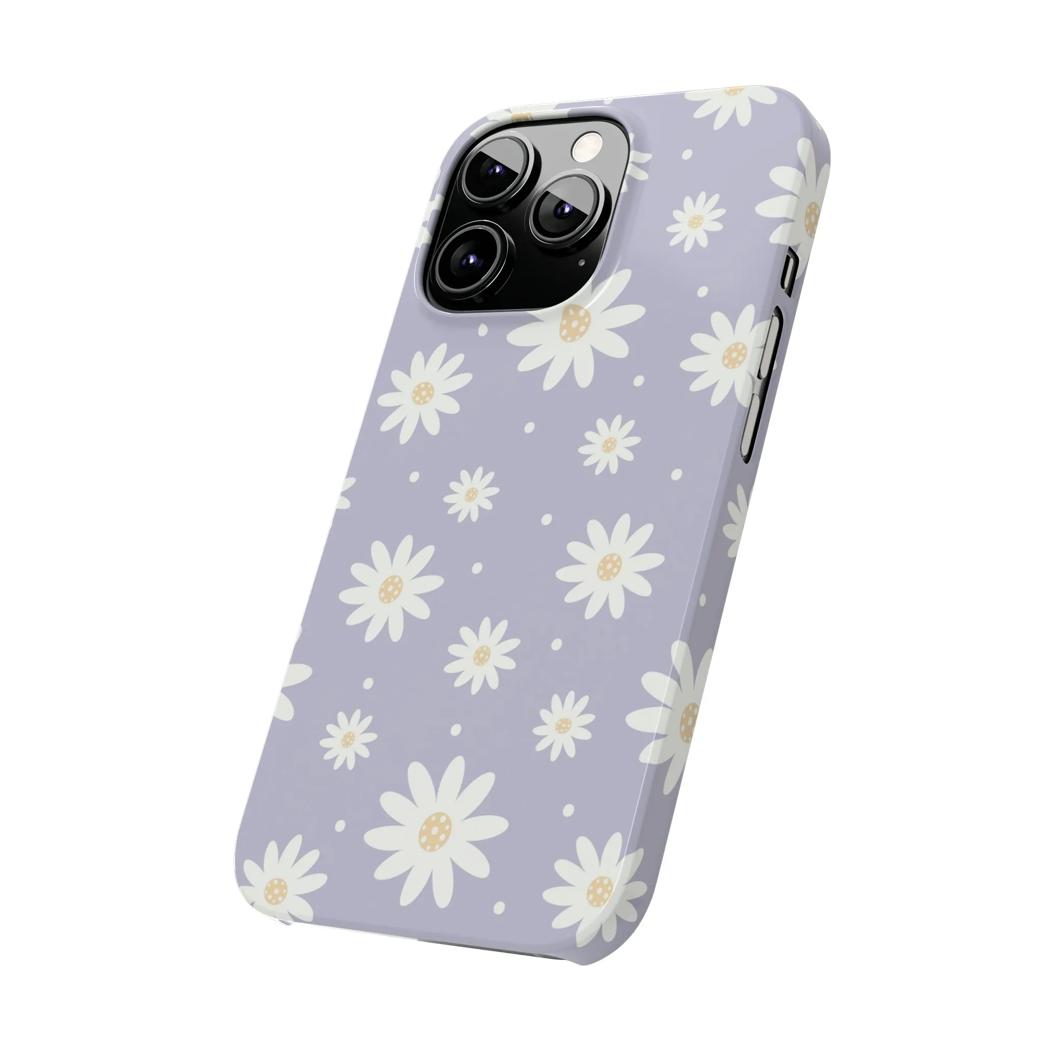 Purple background and Daisies Design Sleek Elegance Wireless-Charging Compatible Phone Case Slim Phone Case compatible with over 20 iphone models