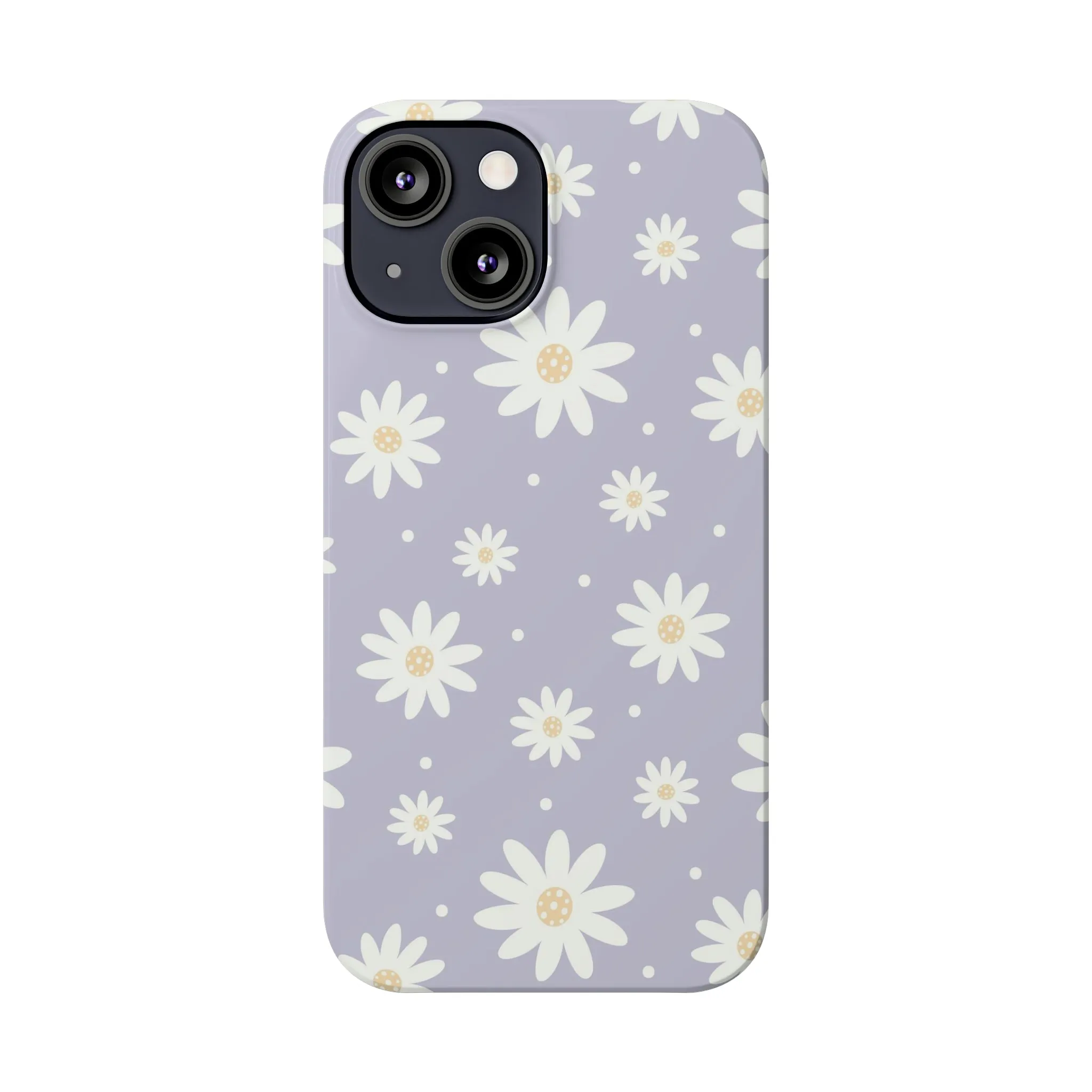 Purple background and Daisies Design Sleek Elegance Wireless-Charging Compatible Phone Case Slim Phone Case compatible with over 20 iphone models